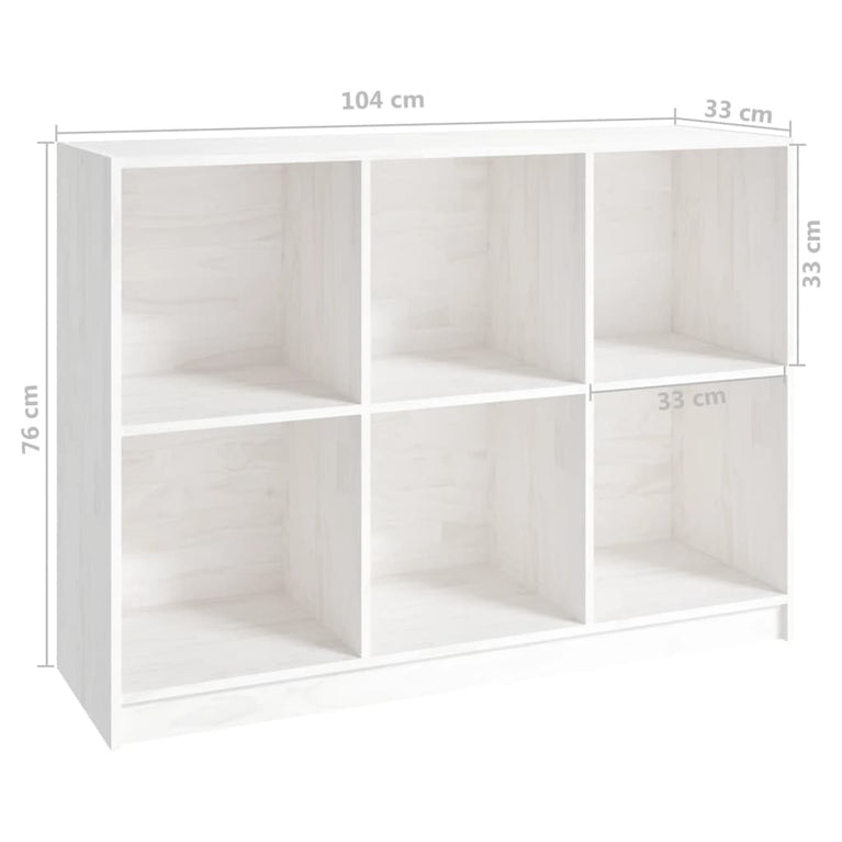 Boekenkast 104x33x76 cm massief grenenhout wit