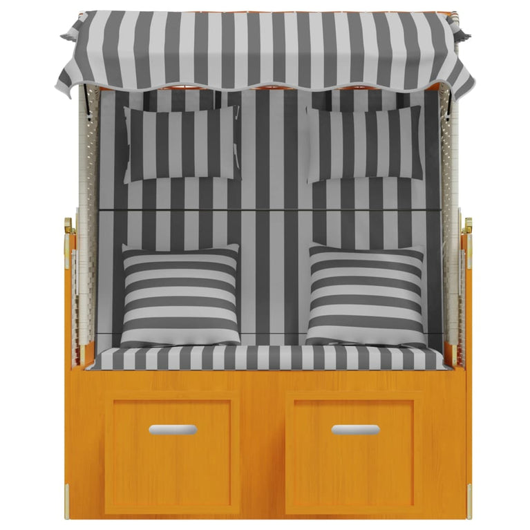 Strandstoel met kussens poly rattan en hout wit en grijs