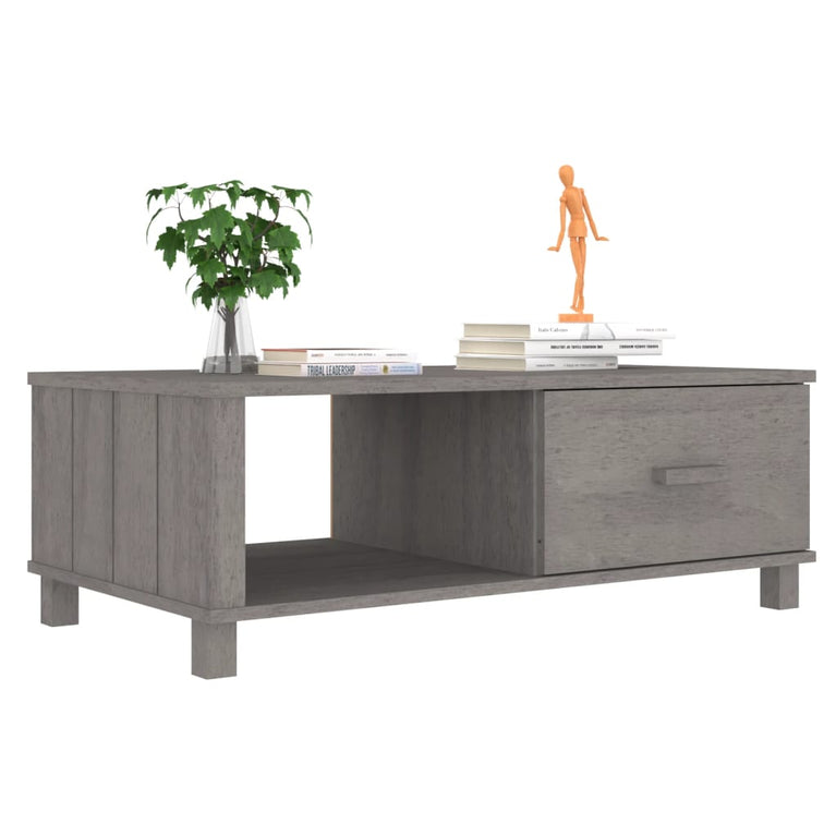 Salontafel HAMAR 100x55x35 cm massief grenenhout lichtgrijs