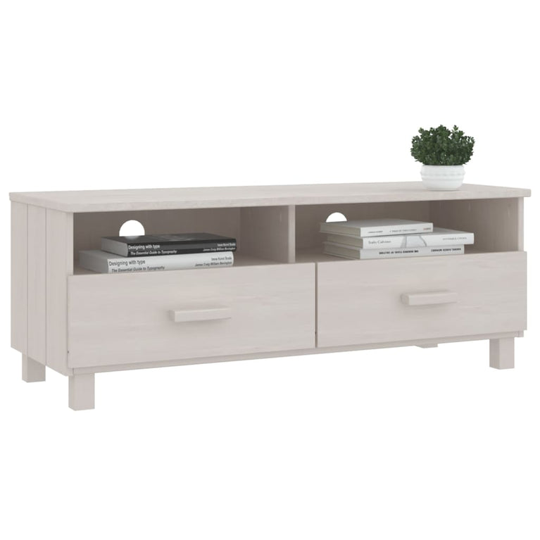 Tv-meubel HAMAR 106x40x40 cm massief grenenhout wit