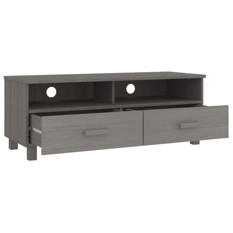 Tv-meubel HAMAR 106x40x40 cm massief grenenhout lichtgrijs