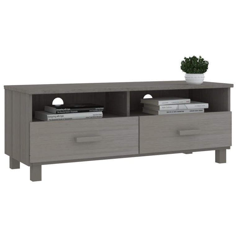 Tv-meubel HAMAR 106x40x40 cm massief grenenhout lichtgrijs