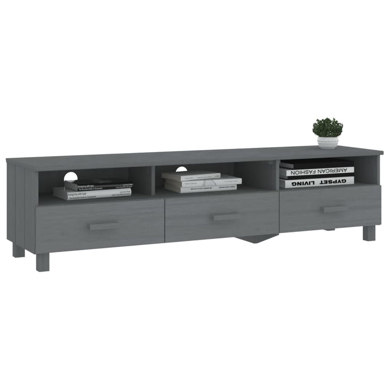 Tv-meubel HAMAR 158x40x40 cm massief grenenhout donkergrijs