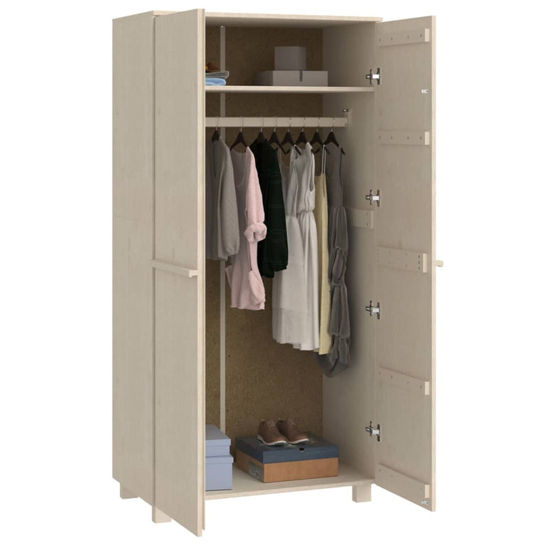 Kledingkast HAMAR 89x50x180 cm massief grenenhout honingbruin