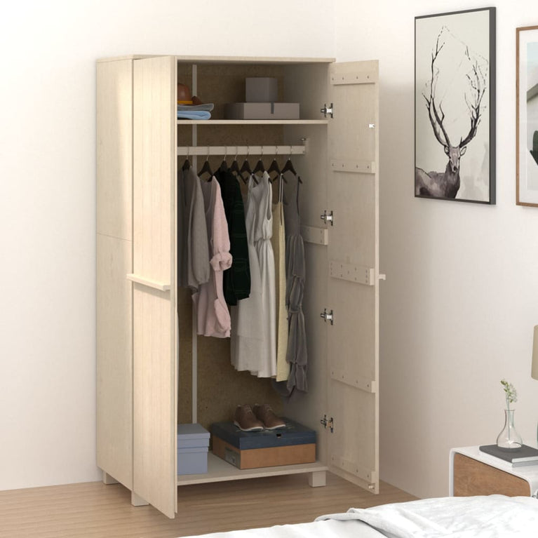 Kledingkast HAMAR 89x50x180 cm massief grenenhout honingbruin