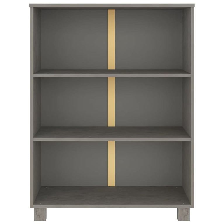 Boekenkast HAMAR 85x35x112 cm massief grenenhout lichtgrijs