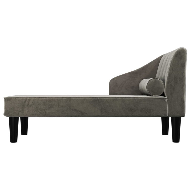Chaise longue met bolster fluweel donkergrijs