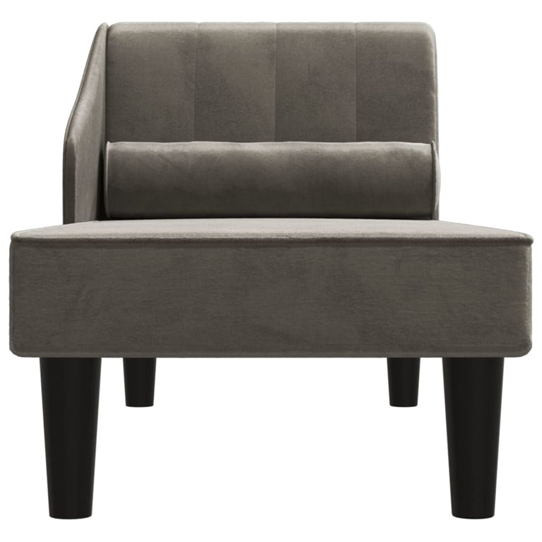 Chaise longue met bolster fluweel donkergrijs