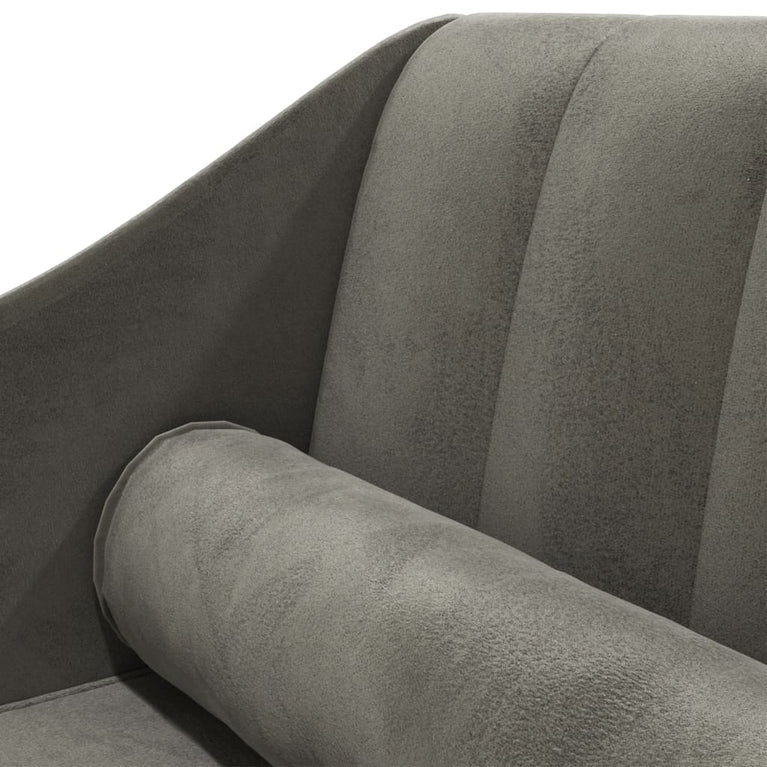 Chaise longue met bolster fluweel donkergrijs