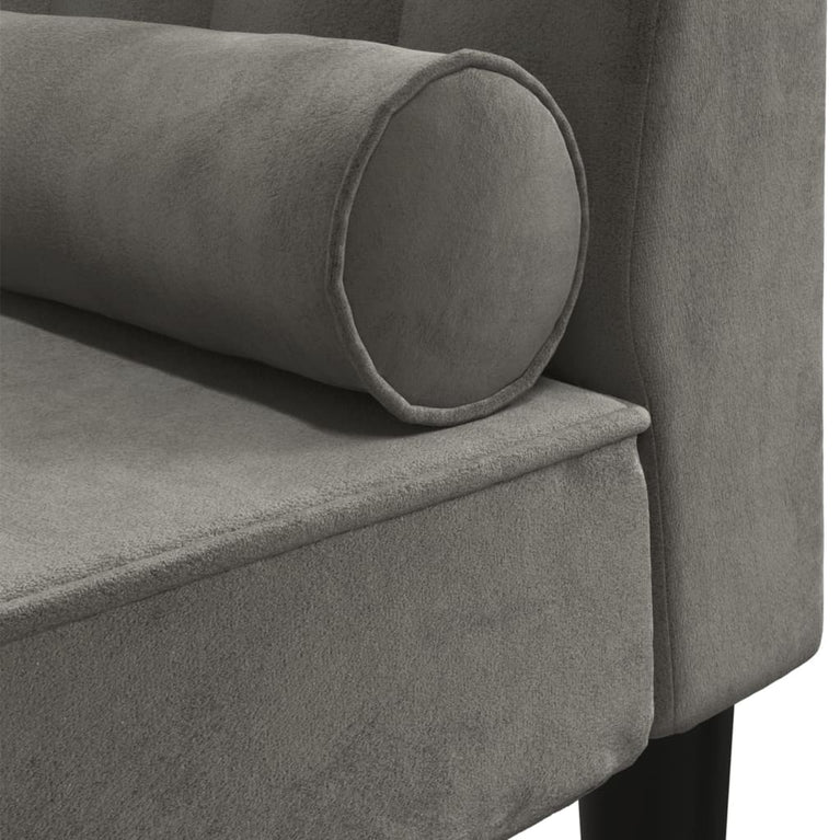 Chaise longue met bolster fluweel donkergrijs
