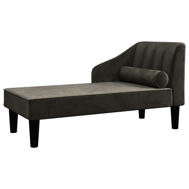 Chaise longue met bolster fluweel zwart
