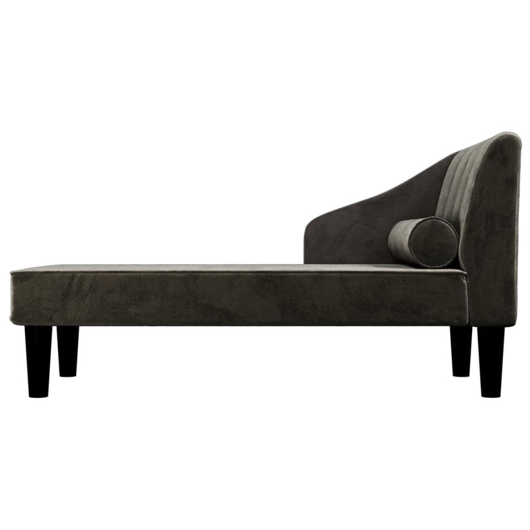 Chaise longue met bolster fluweel zwart