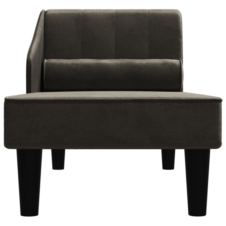 Chaise longue met bolster fluweel zwart