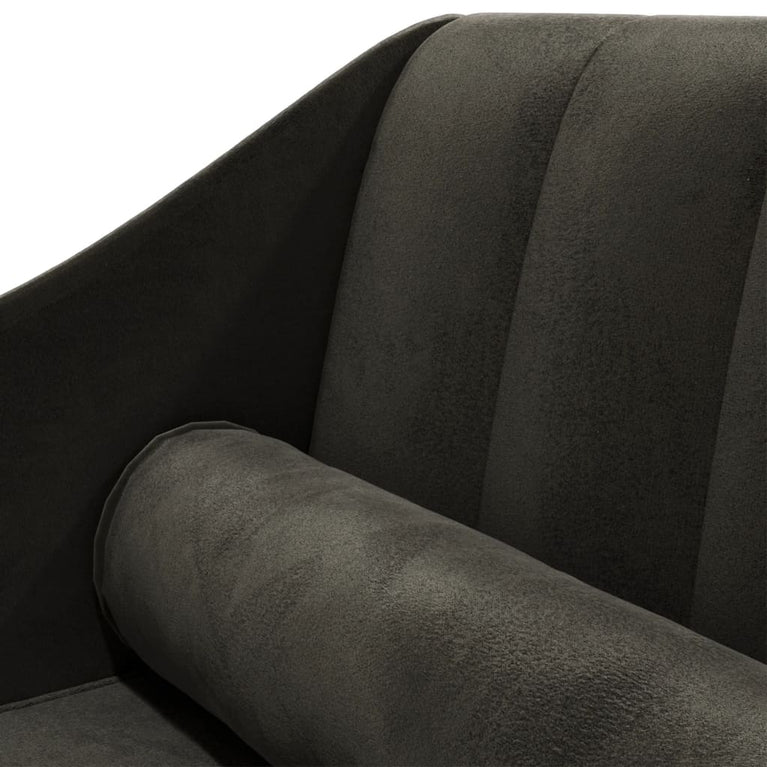 Chaise longue met bolster fluweel zwart