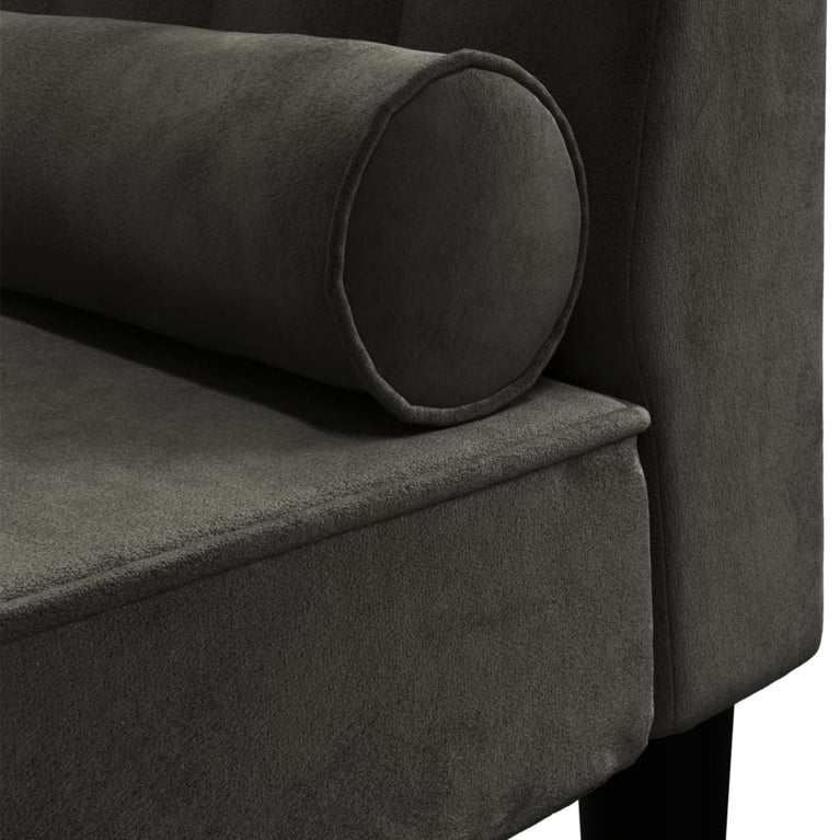 Chaise longue met bolster fluweel zwart