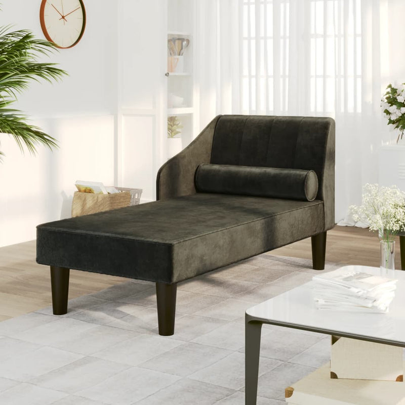 Chaise longue met bolster fluweel zwart