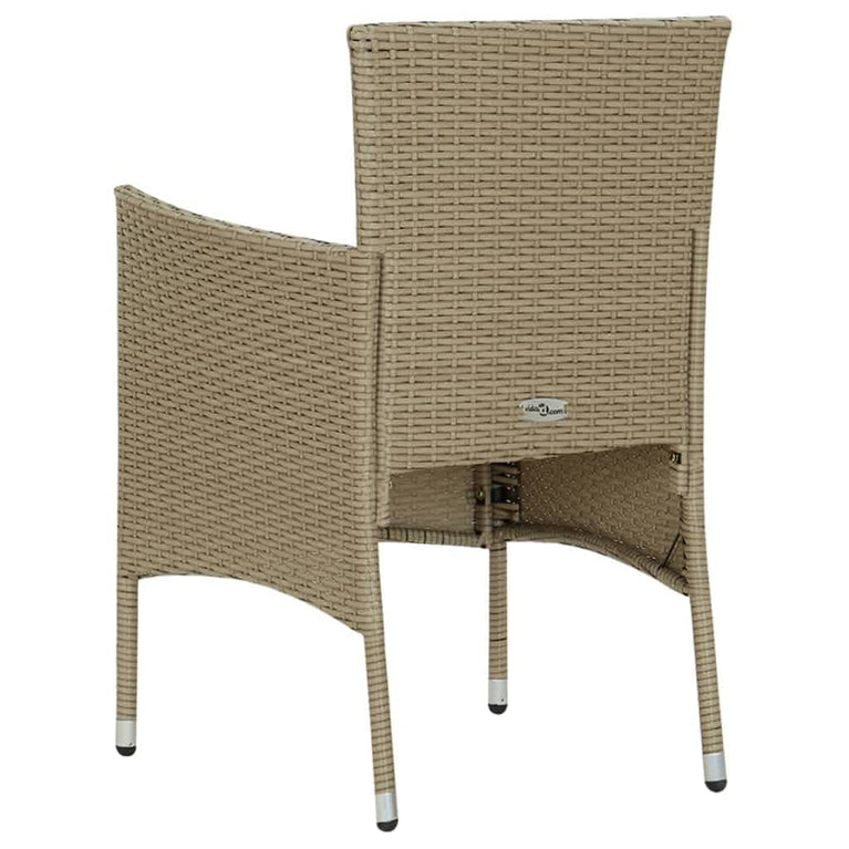 3-delige Tuinset met kussens poly rattan beige