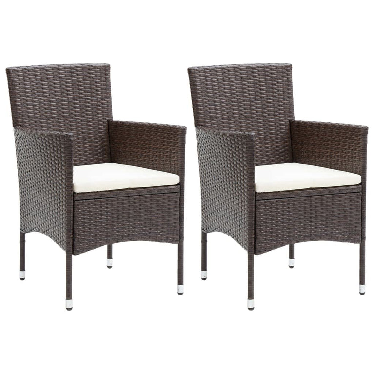 3-delige Tuinset met kussens poly rattan bruin