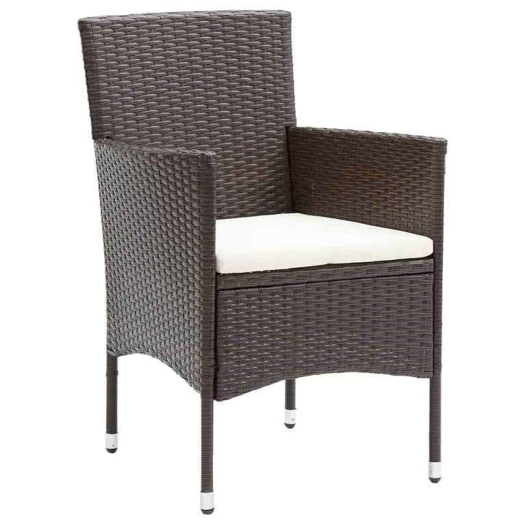 3-delige Tuinset met kussens poly rattan bruin