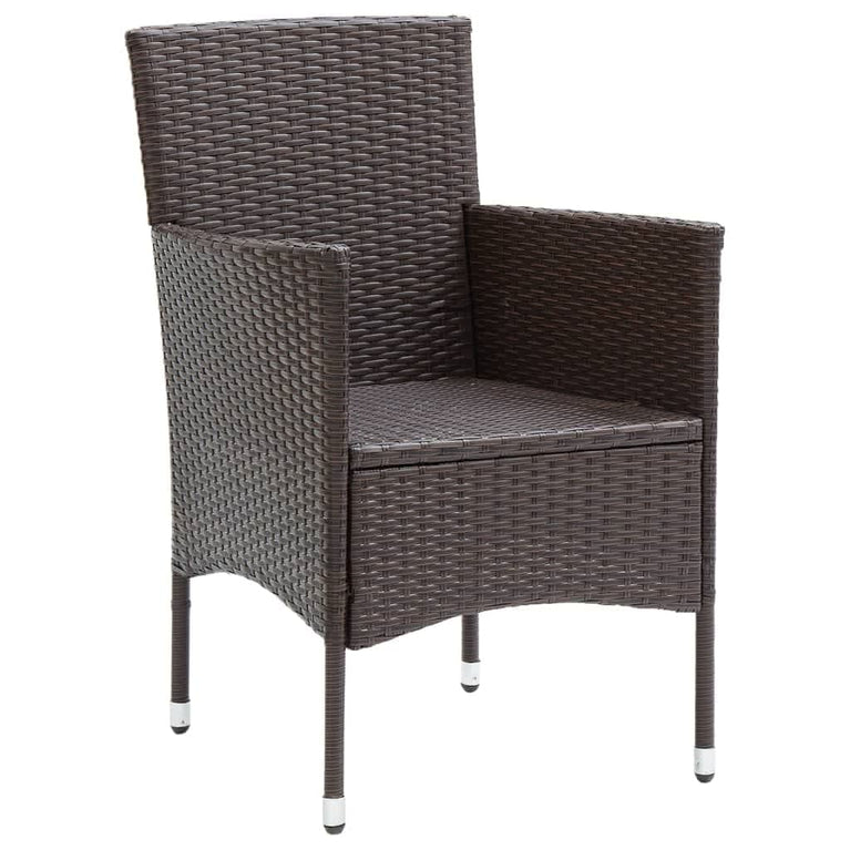 3-delige Tuinset met kussens poly rattan bruin