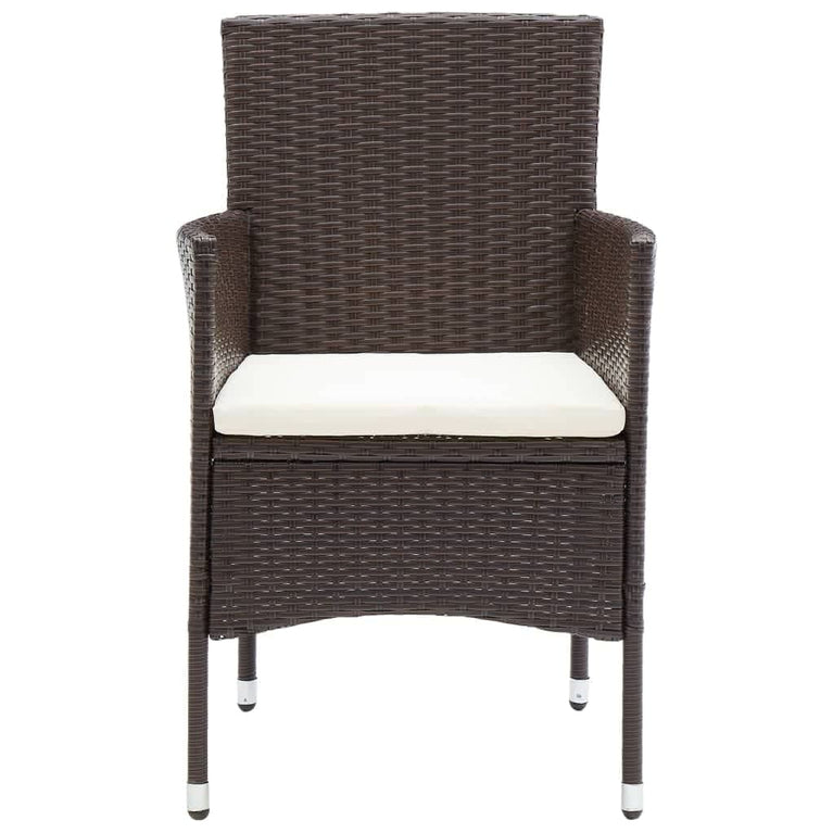 3-delige Tuinset met kussens poly rattan bruin