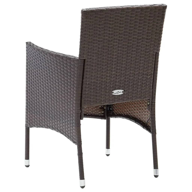 3-delige Tuinset met kussens poly rattan bruin