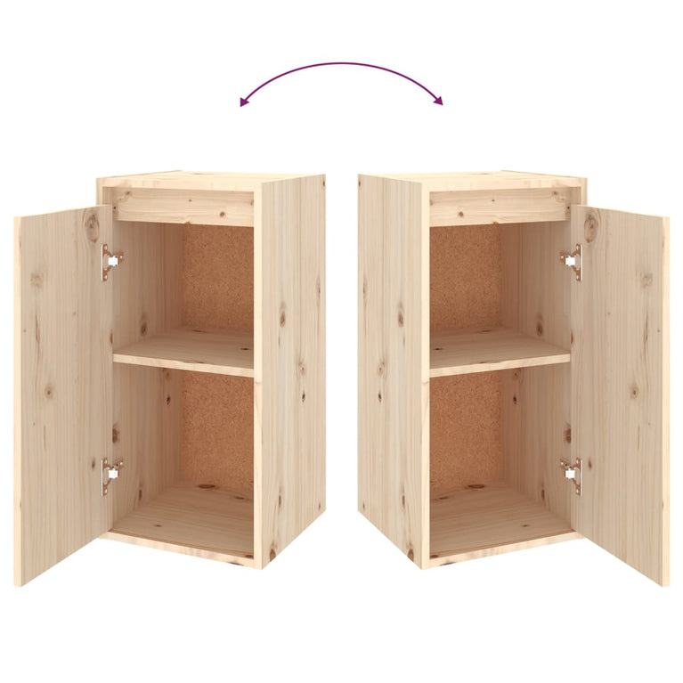 Wandkasten 2 st 30x30x60 cm massief grenenhout