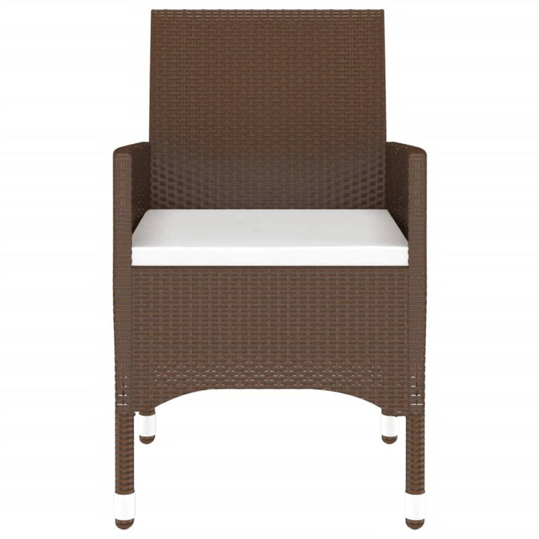 5-delige Tuinset poly rattan en gehard glas bruin