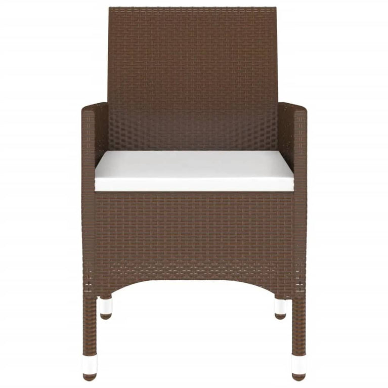 3-delige Bistroset poly rattan en gehard glas bruin