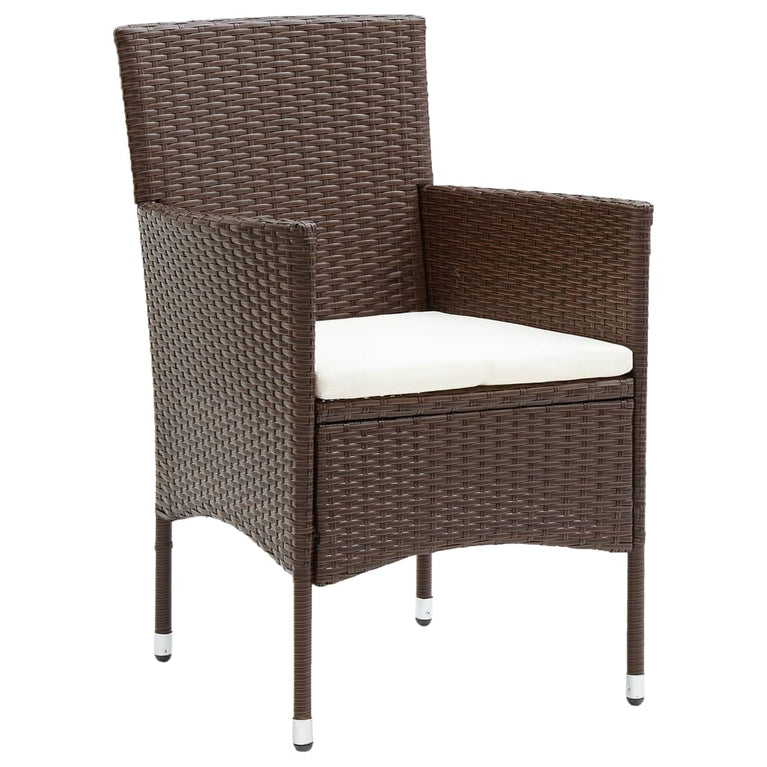3-delige Bistroset poly rattan en gehard glas bruin
