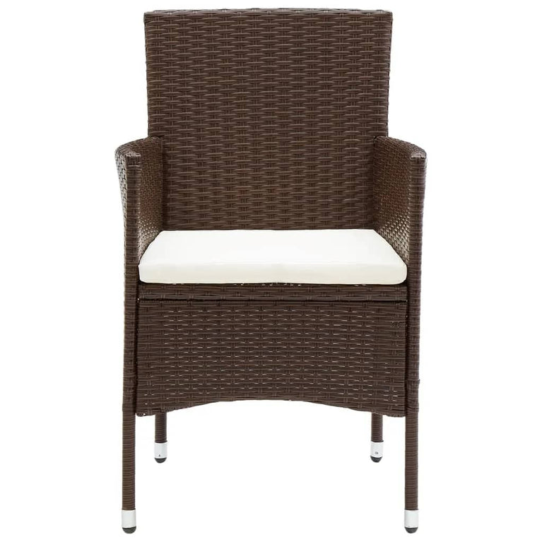 3-delige Bistroset poly rattan en gehard glas bruin