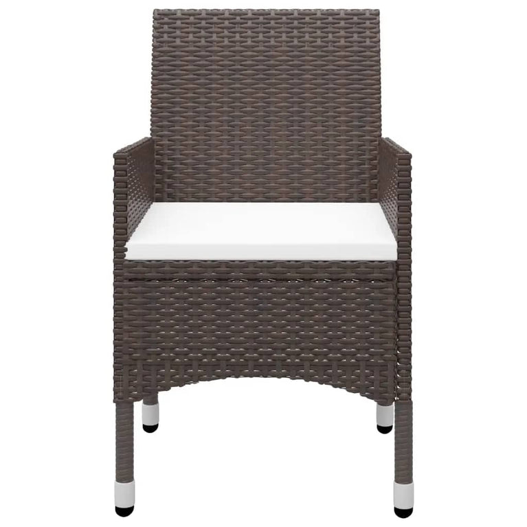 3-delige Bistroset poly rattan en gehard glas bruin