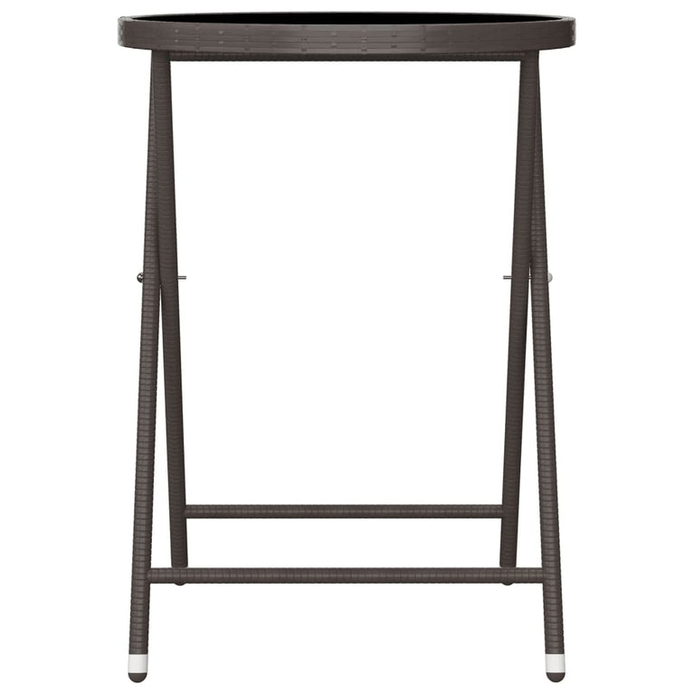 3-delige Bistroset poly rattan en gehard glas bruin