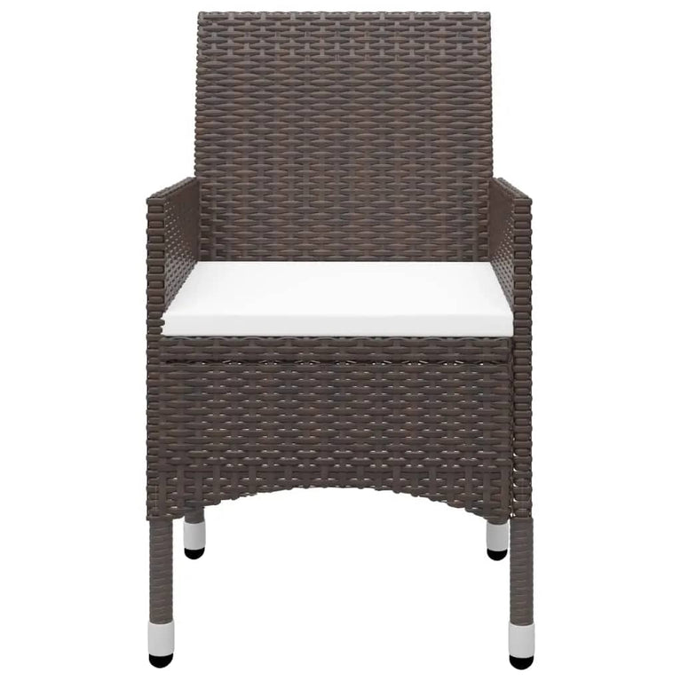 3-delige Bistroset poly rattan en gehard glas bruin