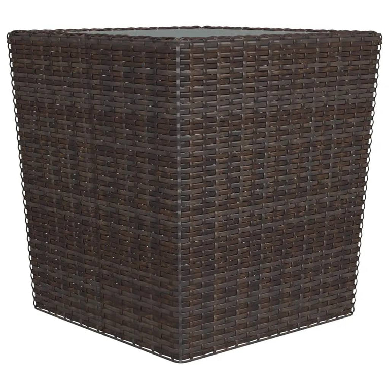 3-delige Bistroset poly rattan en gehard glas bruin