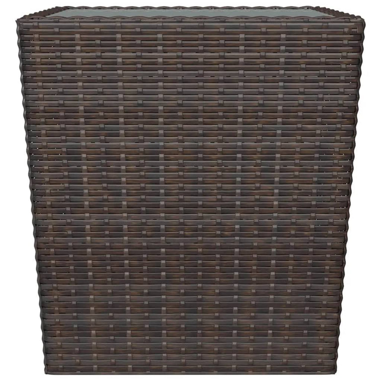 3-delige Bistroset poly rattan en gehard glas bruin
