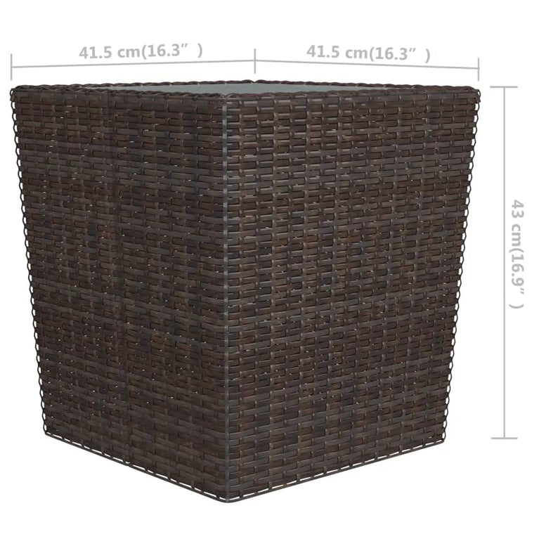 3-delige Bistroset poly rattan en gehard glas bruin