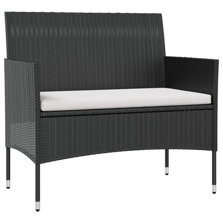 8-delige Loungeset met kussens poly rattan zwart