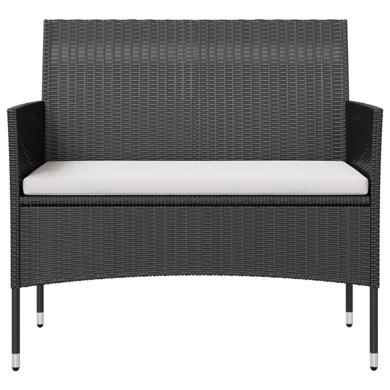 16-delige Loungeset met kussens poly rattan zwart