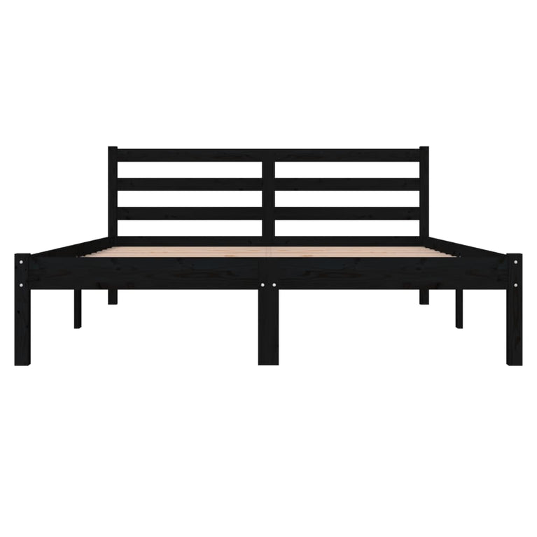 Bedframe massief grenenhout zwart 135x190 cm