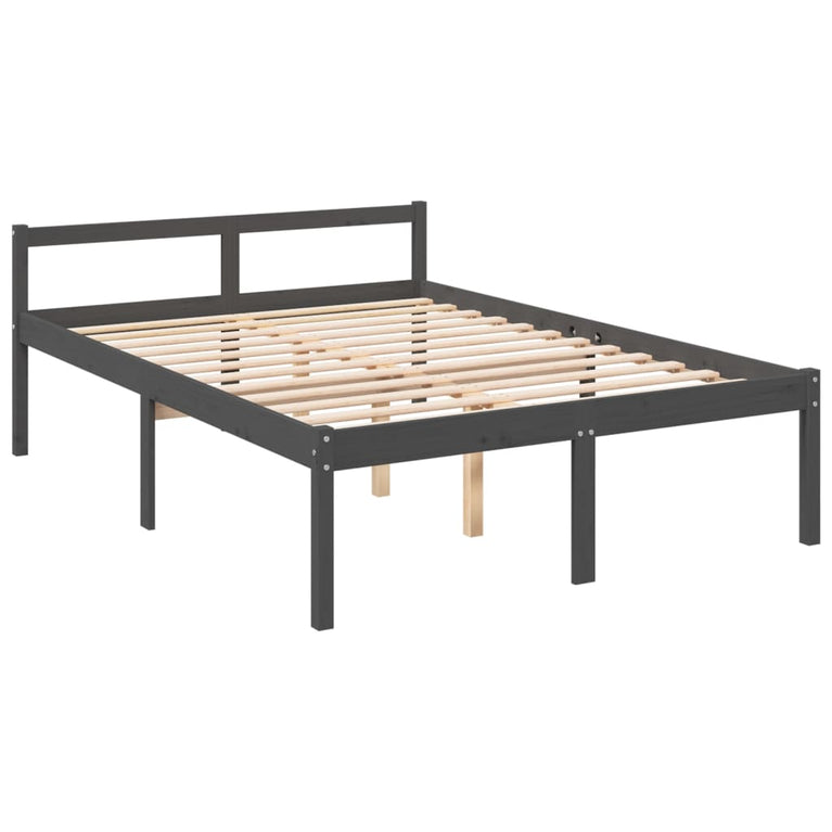 Seniorenbed massief grenenhout grijs 140x190 cm