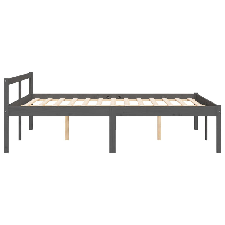Seniorenbed massief grenenhout grijs 140x190 cm