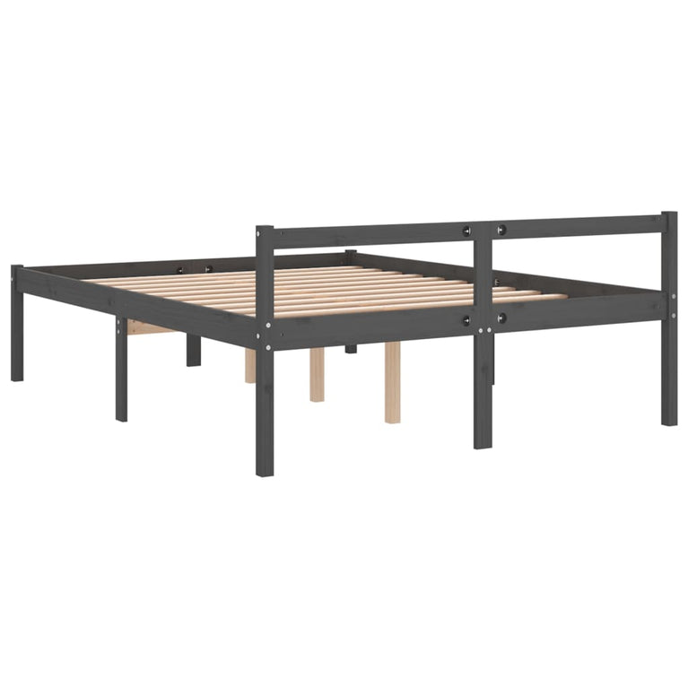 Seniorenbed massief grenenhout grijs 140x190 cm