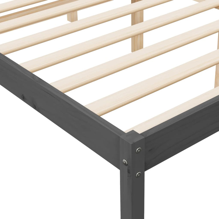 Seniorenbed massief grenenhout grijs 140x190 cm
