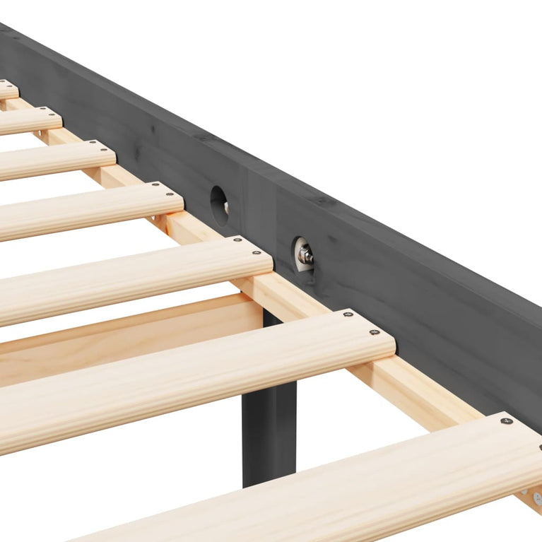 Seniorenbed massief grenenhout grijs 140x190 cm