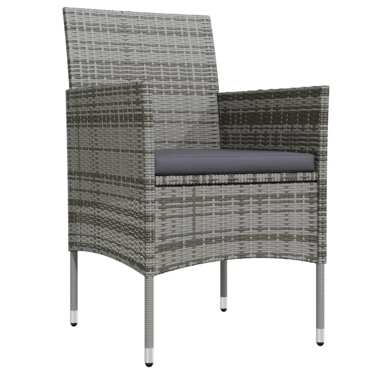 7-delige Tuinset met kussens grijs en zwart