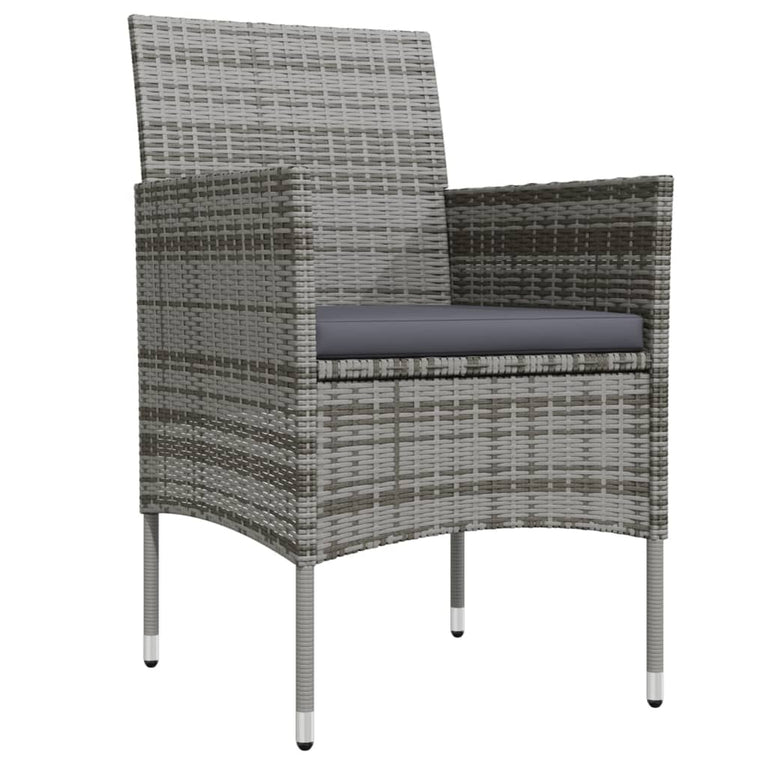 9-delige Tuinset met kussens grijs en zwart