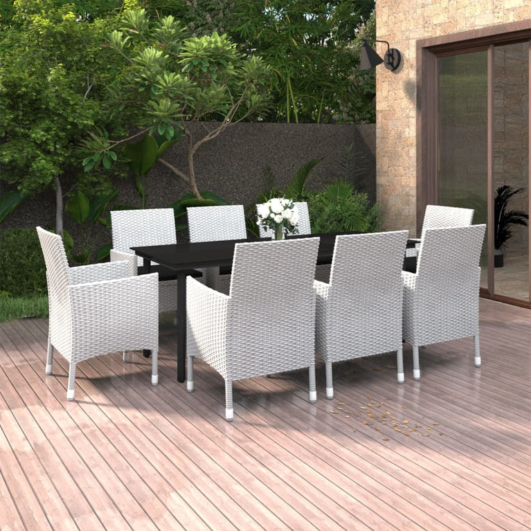 9-delige Tuinset met kussens poly rattan en glas