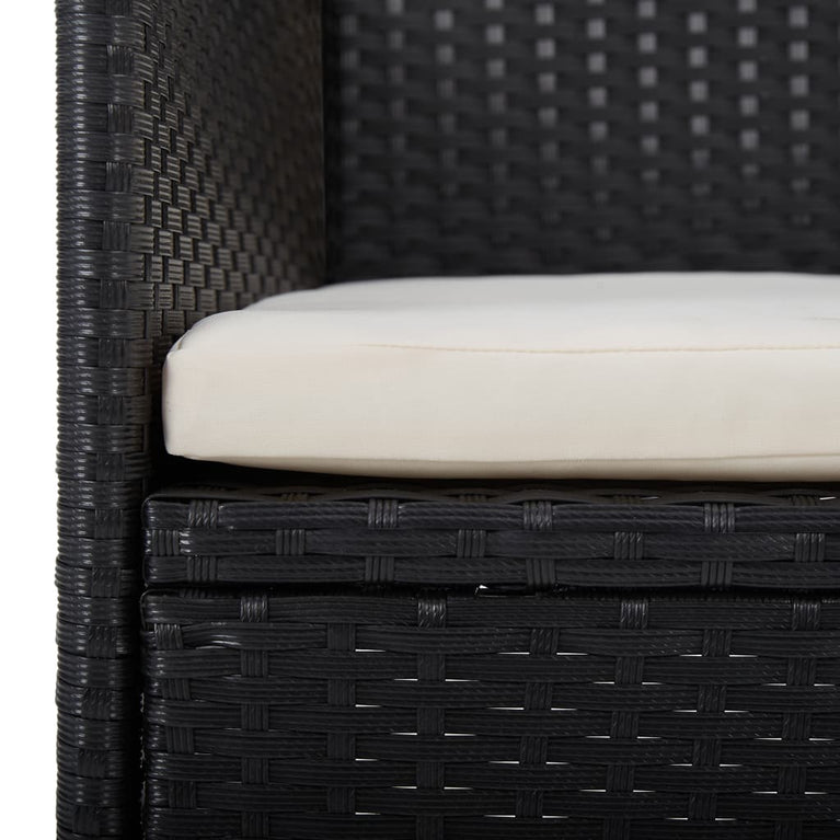 Tuinstoelen 2 st poly rattan zwart