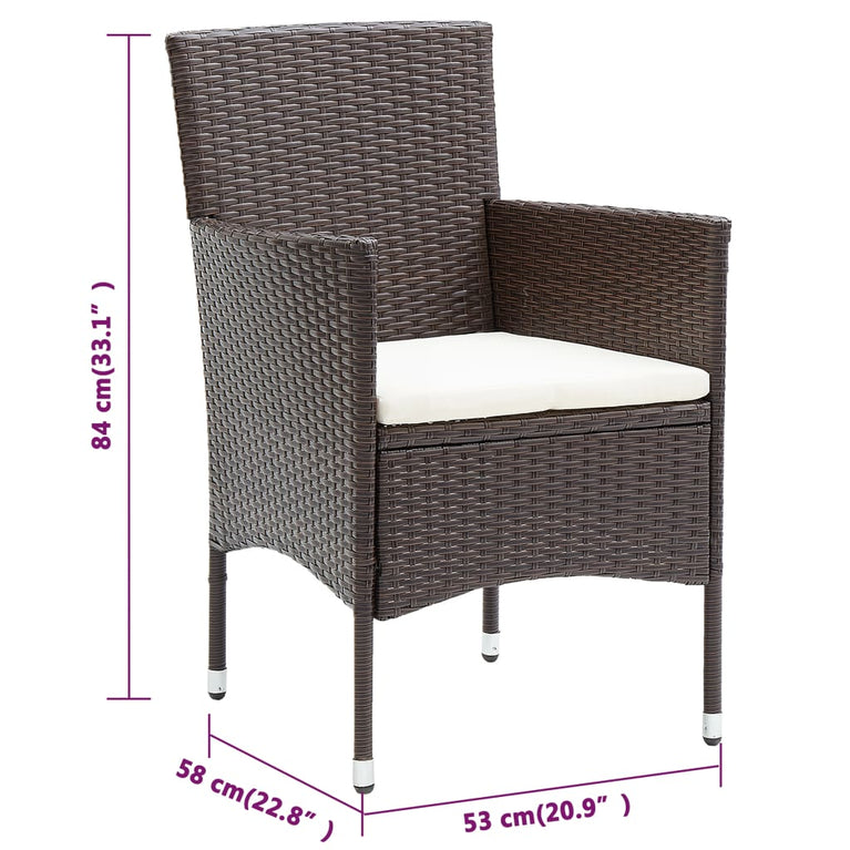 Tuinstoelen 4 st poly rattan bruin